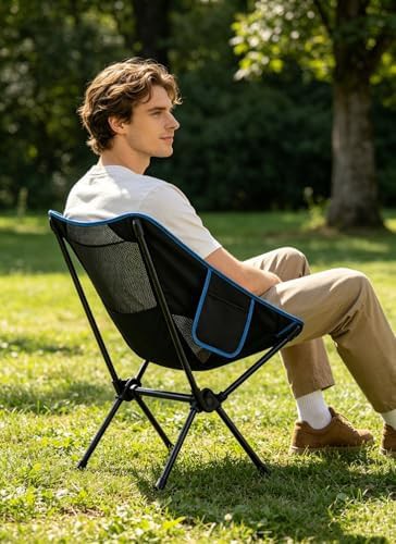Khaki Mesh Portable Folding Leisure Chair — photo 5