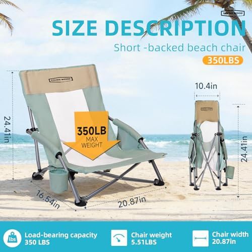 Low Back Beach Chair with Pillow — photo 3