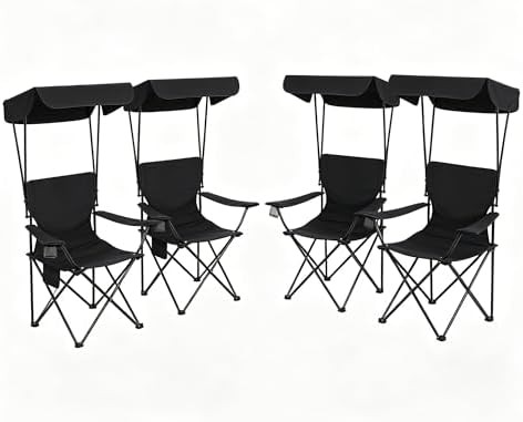 Black Folding Chairs with Overhead Canopy