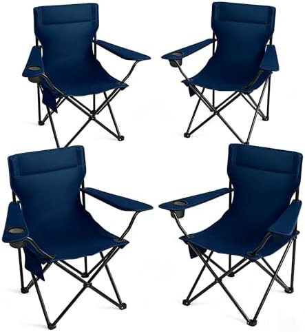 Navy Blue Portable Folding Chairs Set