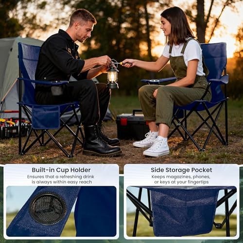 Navy Blue Portable Folding Chairs Set — photo 3