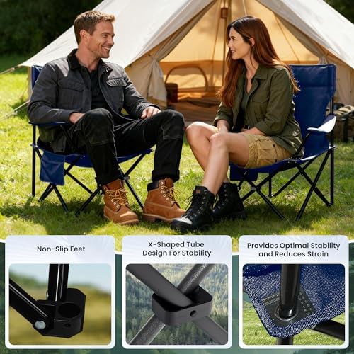 Navy Blue Portable Folding Chairs Set — photo 4