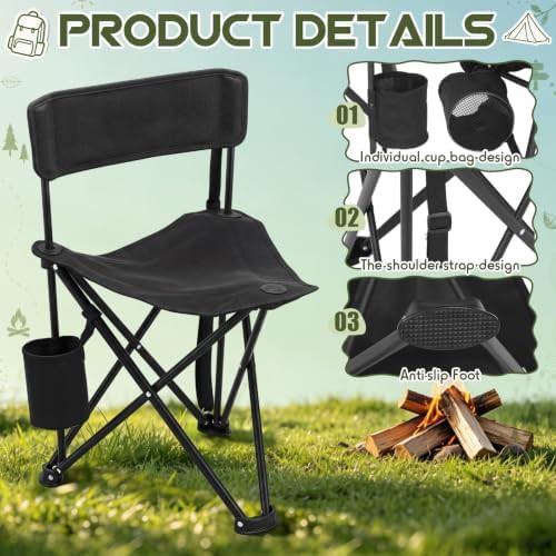 Tripod camping stools with backrest 4-pack — photo 4