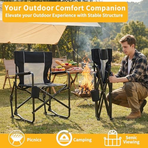 Black mesh rocking chair with waterproof armrests — photo 3