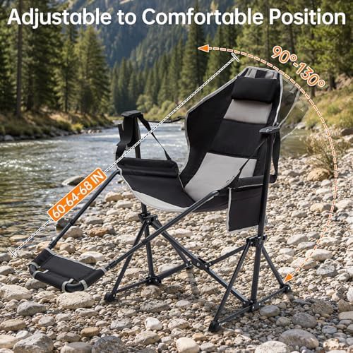 Rocking camping chair with footrest and pillow — photo 4