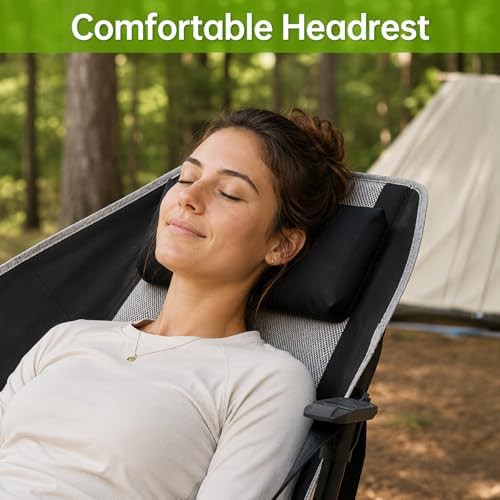 Rocking camping chair with footrest and pillow — photo 5