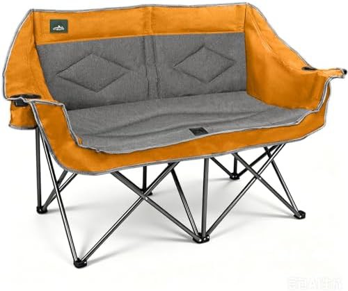 Orange padded double loveseat garden sofa