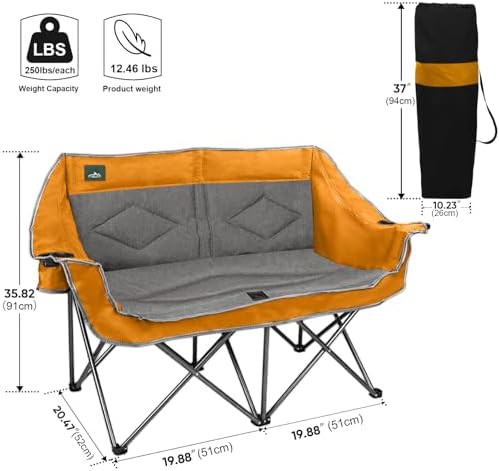Orange padded double loveseat garden sofa — photo 3