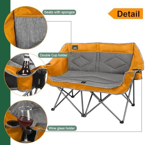 Orange padded double loveseat garden sofa — photo 4