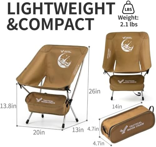 Khaki Ultralight Folding Chair with Anti Sinking Feet — photo 3