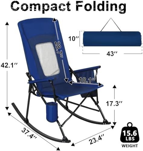Blue mesh rocking chair with armrests — photo 3