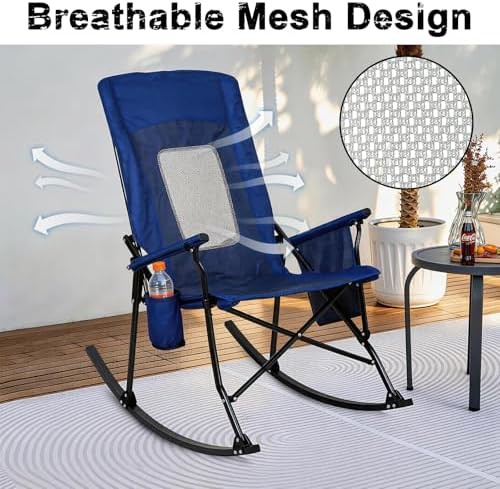 Blue mesh rocking chair with armrests — photo 5