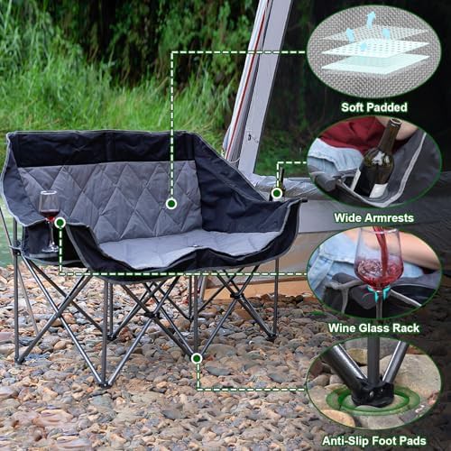 Black and grey double camping loveseat — photo 5