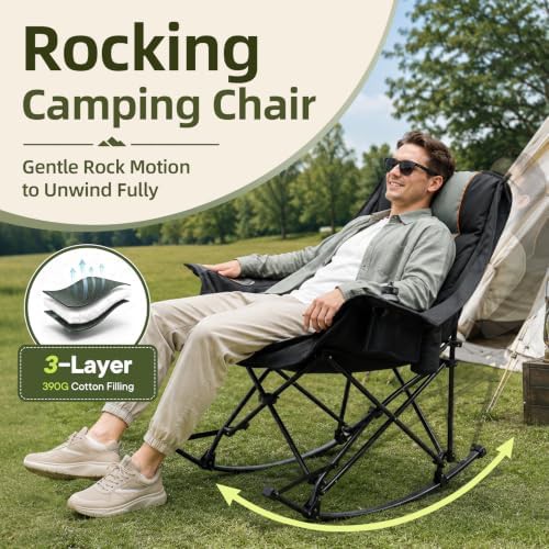 Black oversized rocking camping chair — photo 3