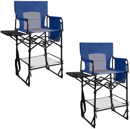 Blue portable high bar stool camping chairs
