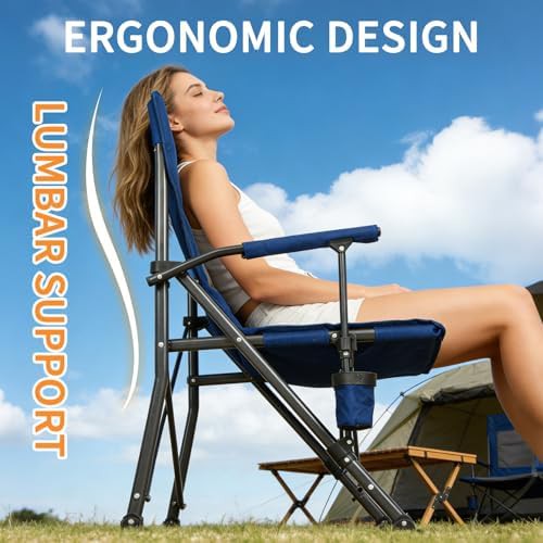 Oversized blue lawn chair with armrests — photo 4