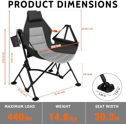 Black swinging hammock chair without footrest — photo 3