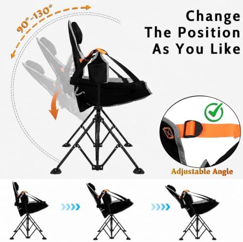Black swinging hammock chair without footrest — photo 4