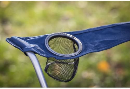 Dark blue quad folding camp chair with cup holder — photo 4