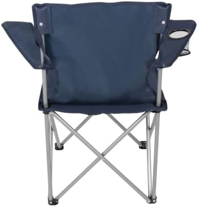 Dark blue quad folding camp chair with cup holder — photo 5
