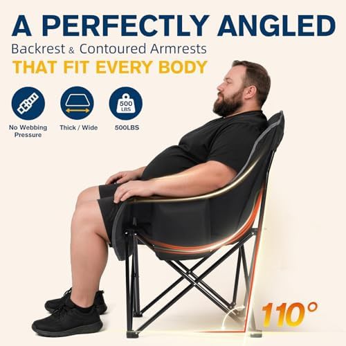 Black heavy duty padded camping chair — photo 3