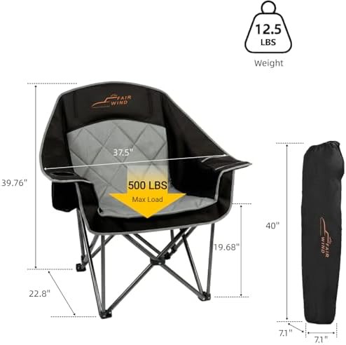 Black portable heavy duty quad fold chair — photo 3