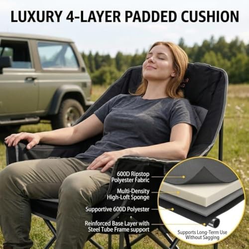 Black portable heavy duty quad fold chair — photo 5