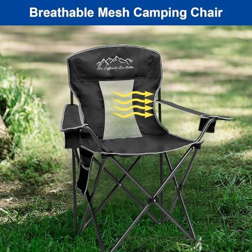 Portable Mesh Folding Chair in Black — photo 5