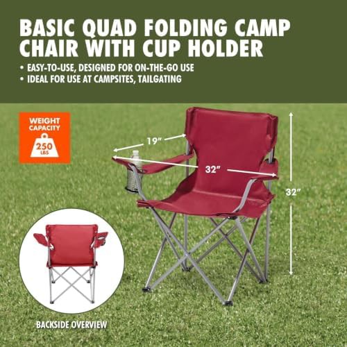 Red quick setup quad fold chair with cup holder — photo 5